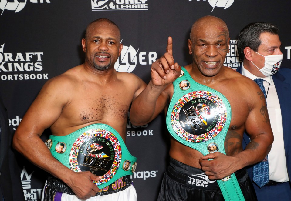 Roy Jones Jr after his exhibition with Tyson