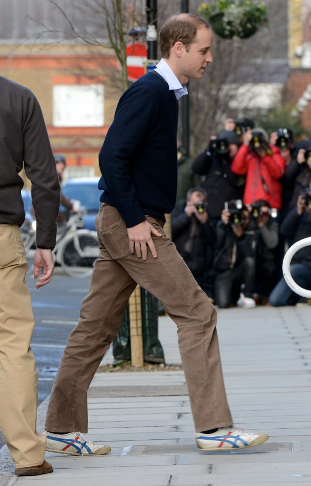 Prince William arriving at King Edward VII Hospital In London wearing the same trainers