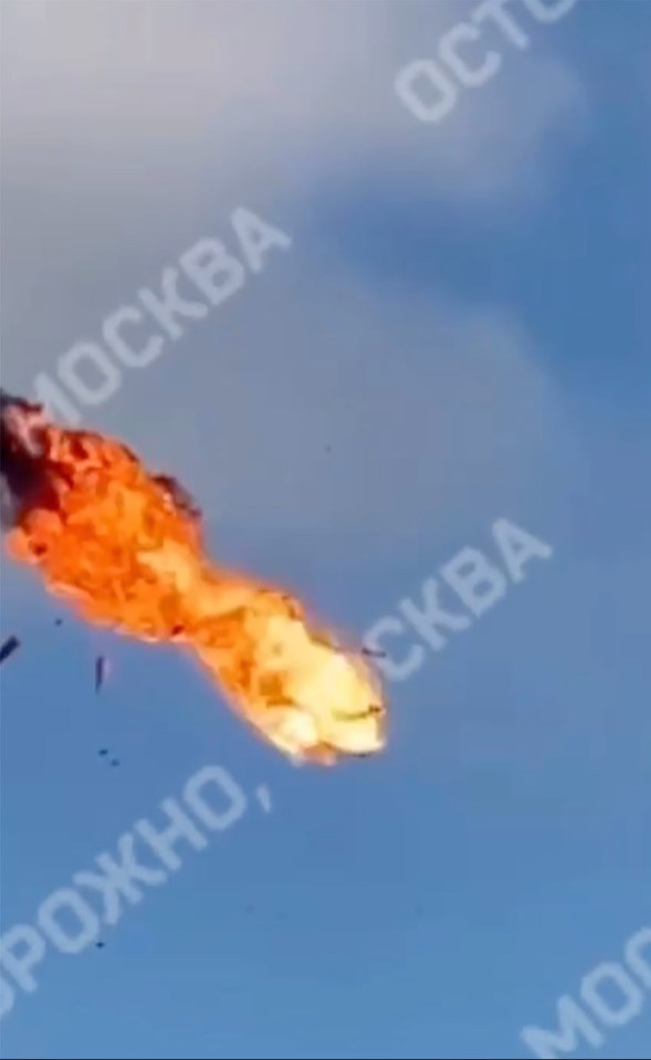 Footage captured the moment one of the drones explodes in a fireball