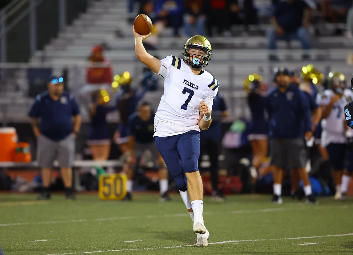 Franklin quarterback Eduardo Cuevas.