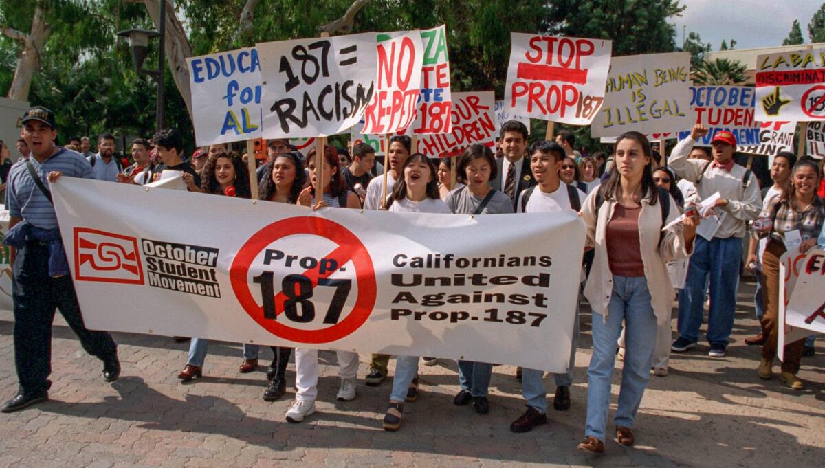 Two hundred UCLA students march in protest of Prop. 187