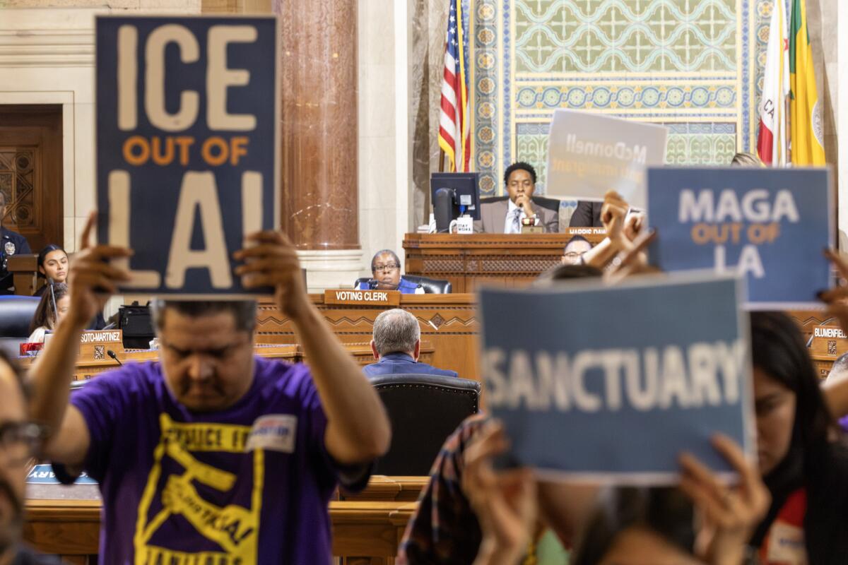 Protesters at L.A. City Hall