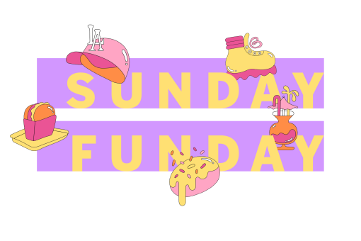 Sunday Funday infobox logo with colorful spot illustrations