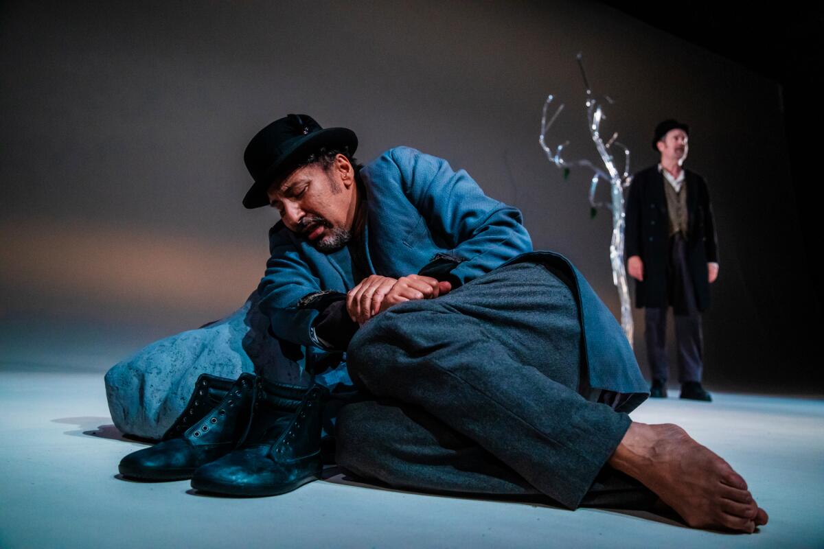 Aasif Mandvi, left, and Rainn Wilson in "Waiting for Godot" at Geffen Playhouse.