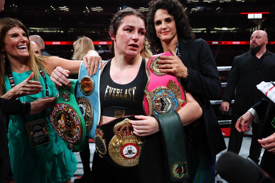 Taylor retained her world titles in a thrilling bout with Amanda Serrano