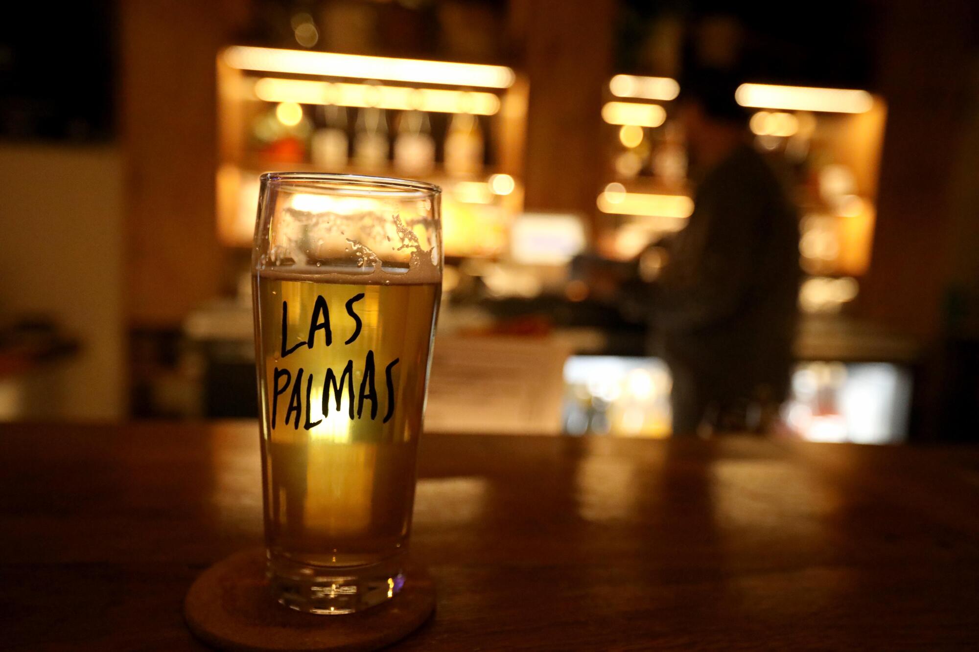 A glass of craft beer, made at Las Palmas brewery and wine bar, in Palms Springs.