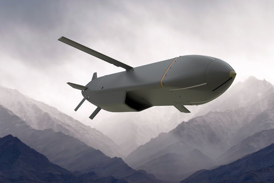 Virtual rendering of a Storm Shadow missile mid-flight