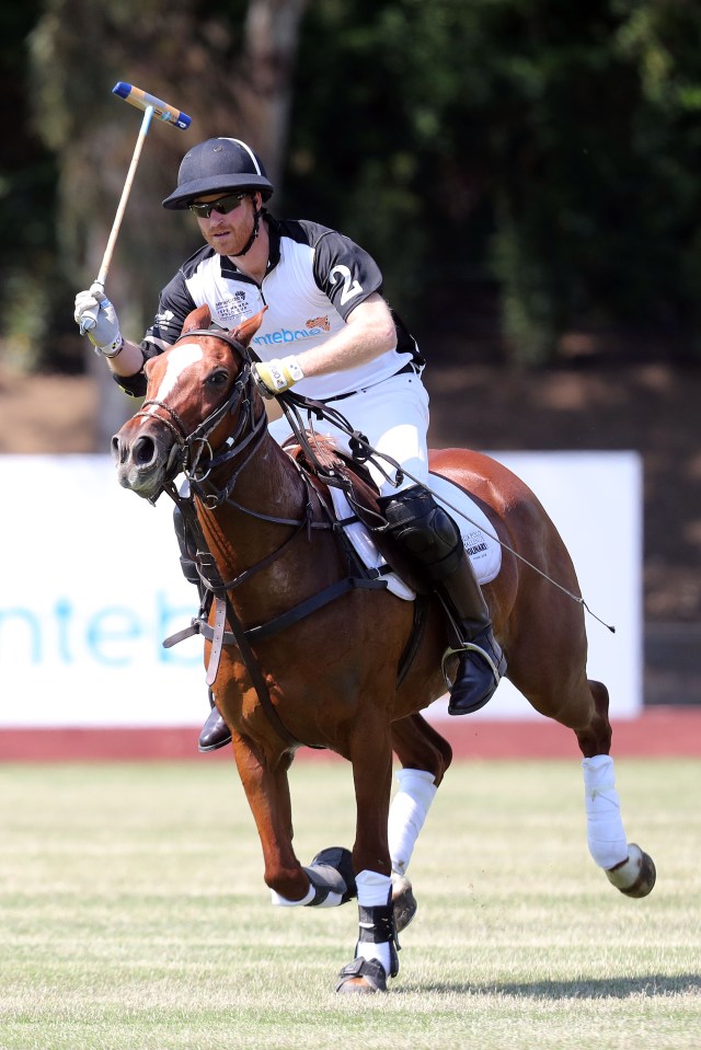 Harry riding during the Sentebale ISPS Handa Polo Cup between Team U.S Polo Assn and Team Sentebale St Regis, at Roma Polo Club on May 24, 2019 in Rome, Italy