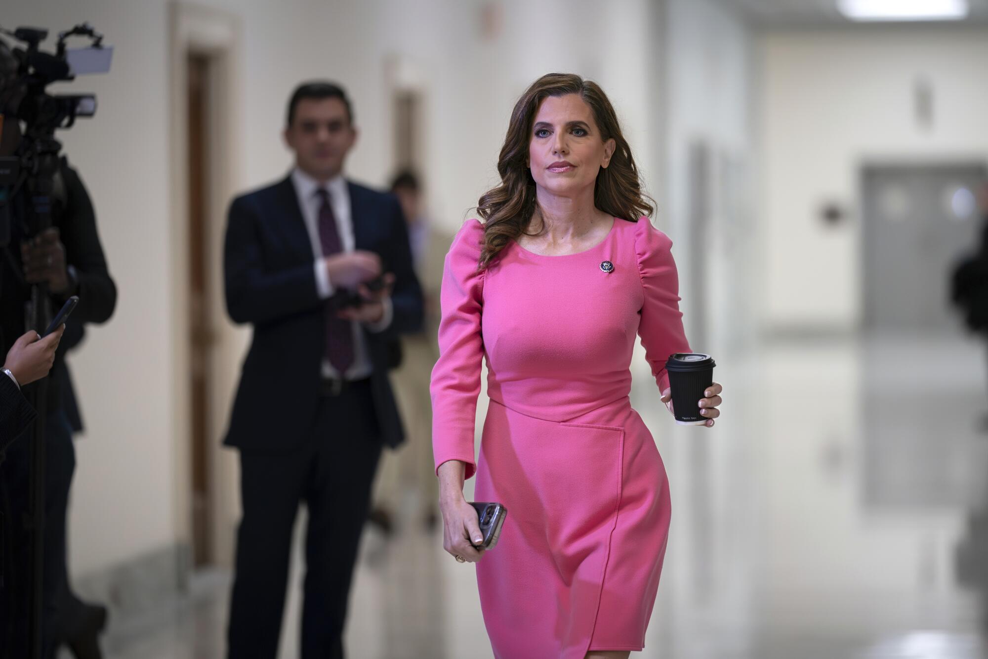 Rep. Nancy Mace (R-S.C.) leaves the speaker's office at the Capitol in 2023.