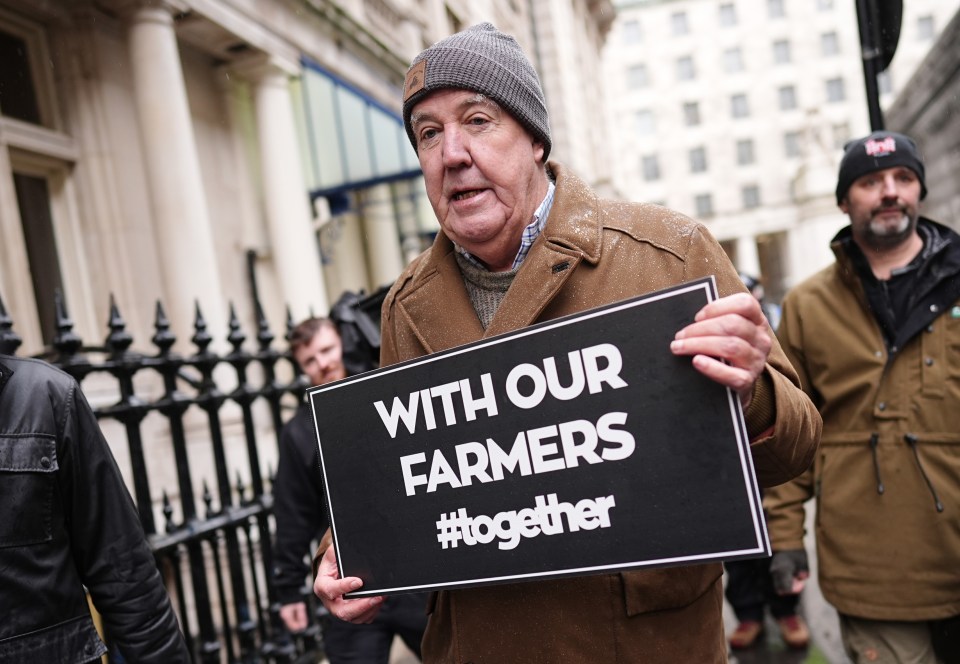 Jeremy Clarkson arrives in central London to join the farmers protest