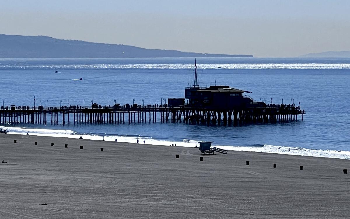 Reader Larry Blivas submitted this photo of his walk from the Venice Pier and the Santa Monica Pier.