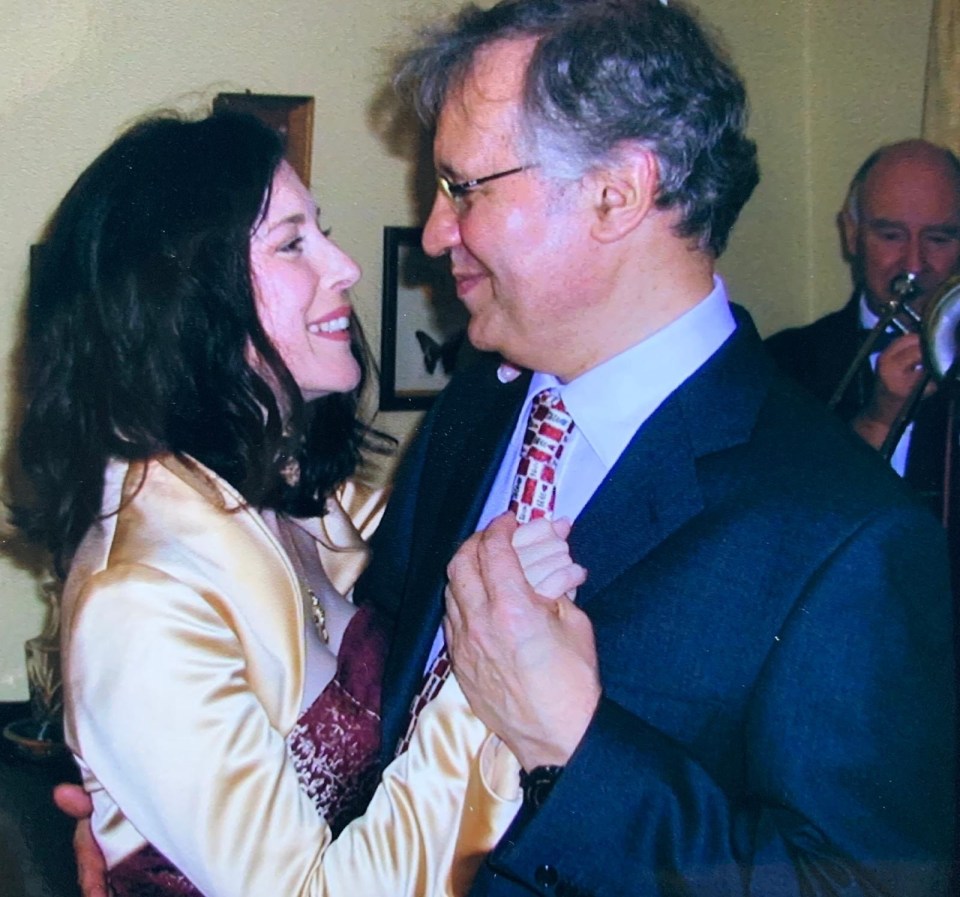 Zoe and husband Andrew at their wedding reception in 2004