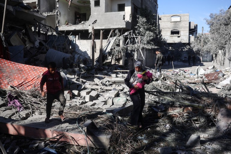 following an Israeli strike in the Bureij refugee camp in the central Gaza Strip on November 17, 2024, amid the ongoing war between Israel and the Hamas militant group. (Photo by Eyad BABA / AFP)