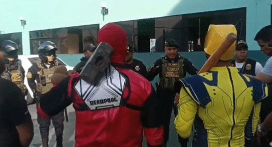 Footage released by the Peru national police force shows the officers holding weapons