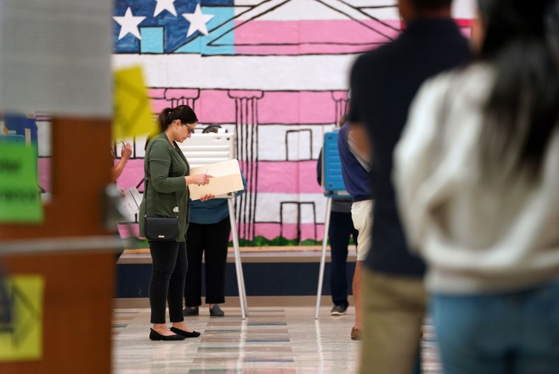 Voters cast their ballots in the 2024 Presidential Election on Election Day at the Robious Elementary School in Midlothian, Va., on Tuesday. More than 78 million voters have already cast their ballot, either by mail or in person, in 47 states and the District of Columbia. Photo by Bonnie Cash/UPI