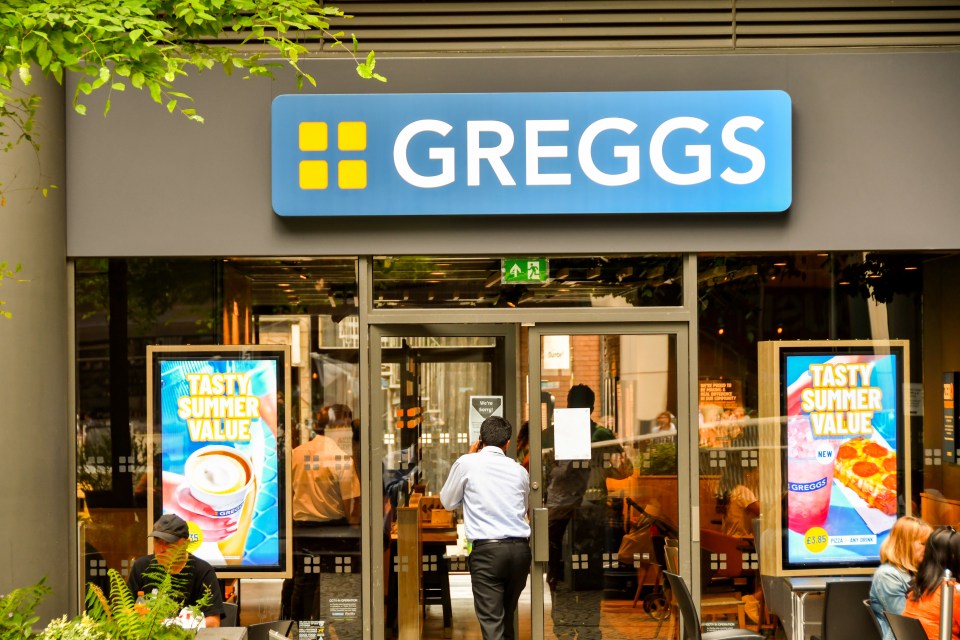 London, England, UK – 27 June 2023: Person entering the branch of Greggs bakery in Paddington in central London