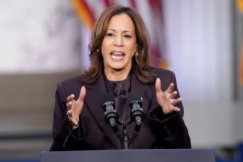 Vice President Kamala Harris delivers a concession speech to media and supporters at Howard University in Washington, D.C., on Wednesday afternoon and called for a peaceful transition of power. Photo by Pat Benic/UPI