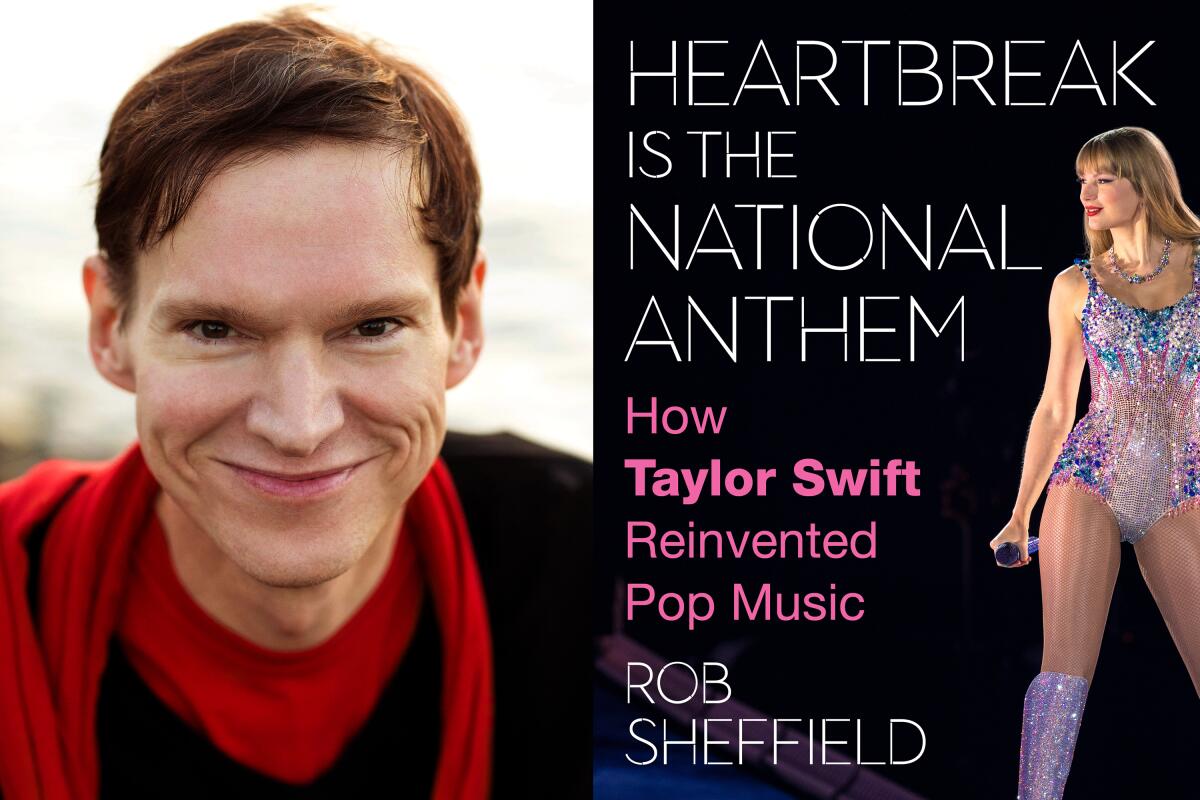 Author Rob Sheffield with the jacket cover of his new book, "Heartbreak Is the National Anthem"