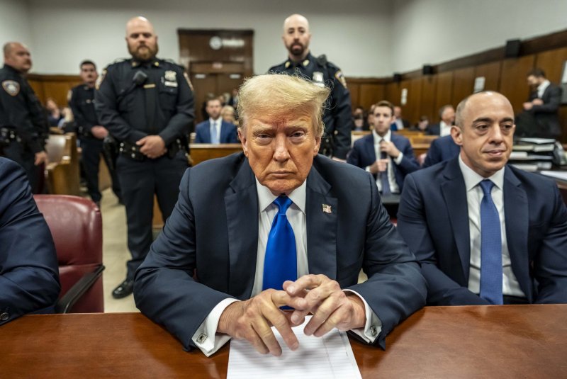 A decision is due Tuesday for New York Supreme Court Justice Juan Merchan over what will happen next in the hush money case against President-elect Donald Trump. File Pool Photo by Mark Peterson/UPI