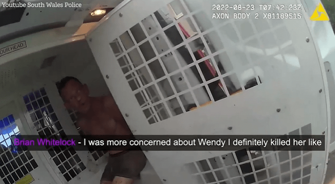 Police bodycam footage captured Whitelock confessing he killed Wendy