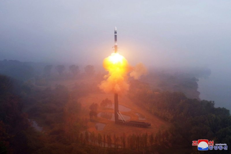 North Korea's new Hwasong-19 ICBM is the regime's most powerful long-range missile and offers an "irreversible" means of delivering nuclear weapons, state-run media said Friday. Photo by KCNA/EPA-EFE