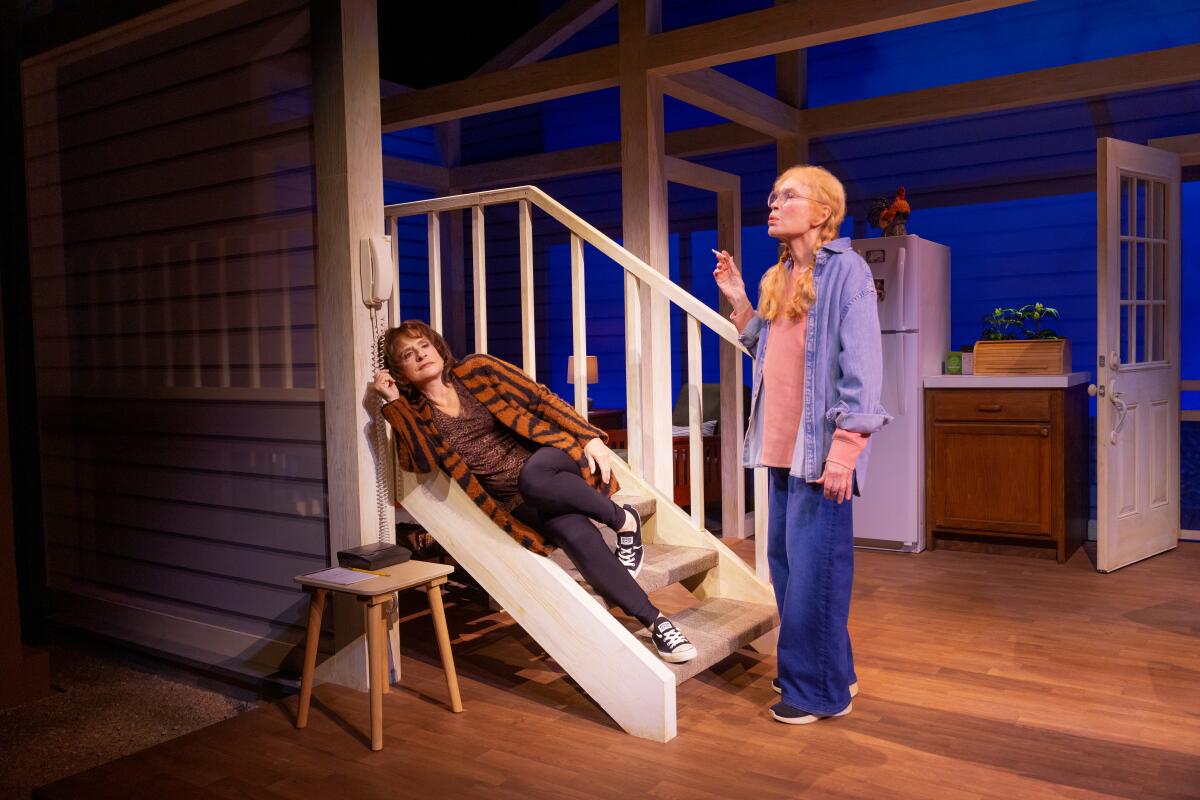 Patti LuPone, left, and Mia Farrow in "The Roommate" at the Booth Theatre on Broadway.