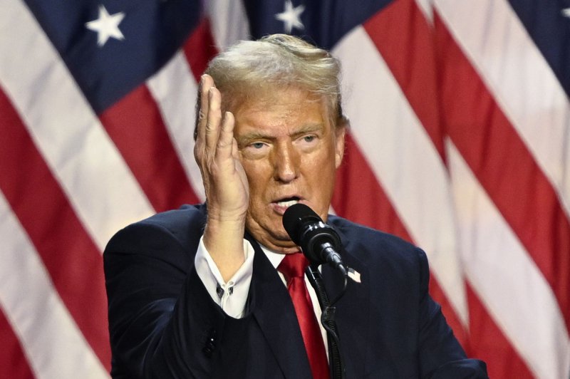 Former United States President Donald Trump delivers a speech from the Palm Beach Convention Center at the Trump Campaign Election Night Watch Party in West Palm Beach, Florida on Wednesday, Nov. 6. Photo by Joe Marino/UPI