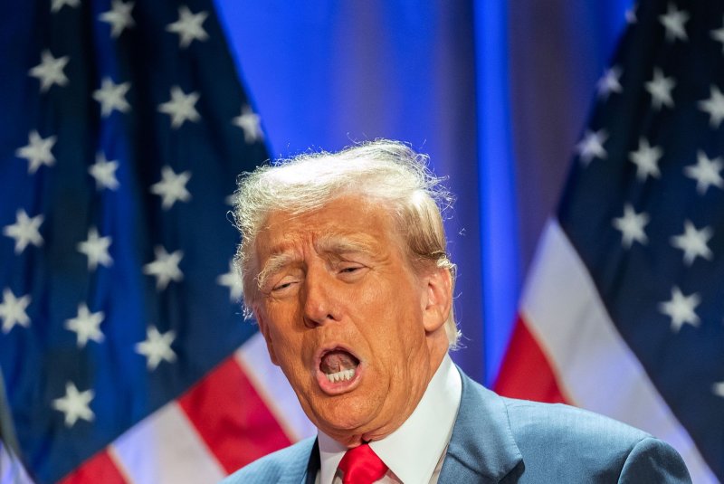 President-elect Donald Trump attends a meeting with House Republicans at the Hyatt Regency Hotel in Washington, D.C., on November 13, 2024. Photo by Allison Robbert/UPI