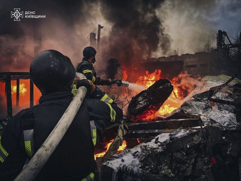 A handout photo made available by the State Emergency Service of Ukraine shows Ukrainian rescuers working at the site of a Russian attack on a building in the city of Brovary near Kyiv, Ukraine, on November 13, 2024, amid the ongoing Russian invasion. The U.S. embassy in the city closed on Wednesday after receiving information of a potential large-scale attack on Kyiv. Photo by Security Service of Ukraine/EPA-EFE