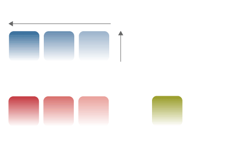 Legend shows that darker shades of a color represent a lead by more votes while lighter shades represent a lead by fewer votes. The more transparent the color, the fewer votes per square feet. The blue color represents Kamala Harris, the red color represents Donald Trump, and orange represents other candidates.