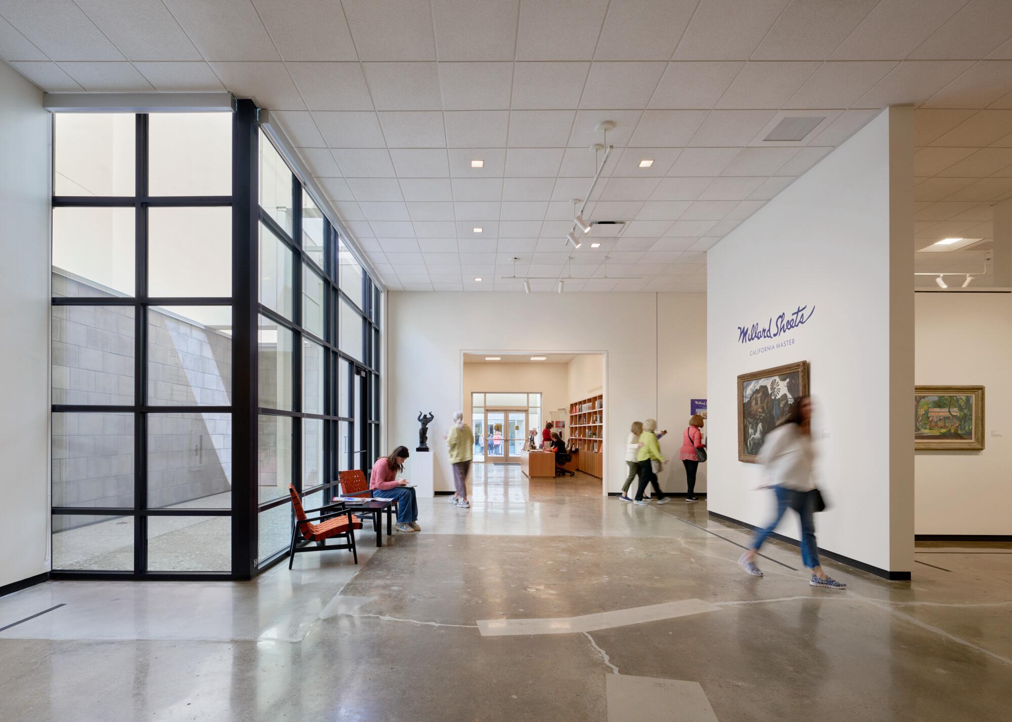 An open, light-filled space captures the feeling inside the Hilbert Museum of California Art.