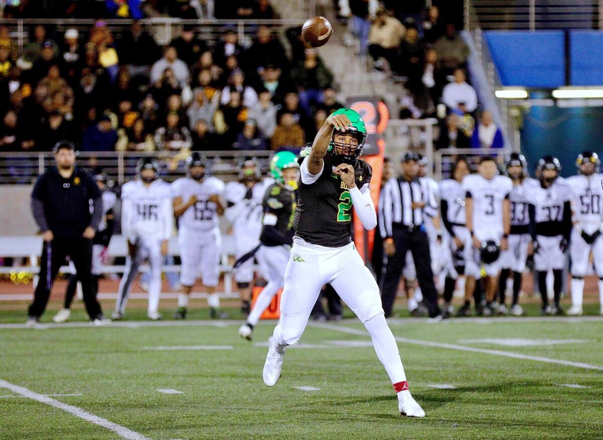 Narbonne quarterback Jaden O’Neal threw for 396 yards and six touchdowns in the City Open Division final