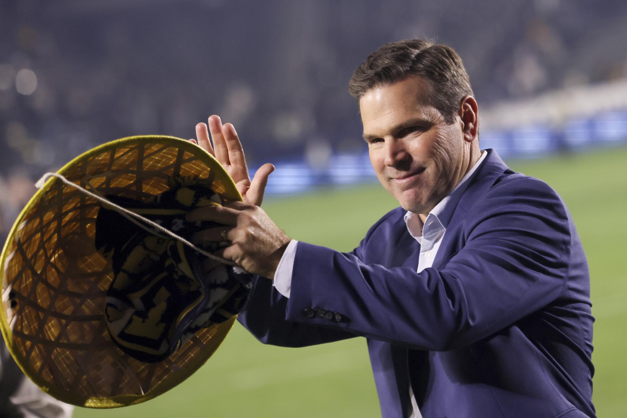 Galaxy coach Greg Vanney celebrates after defeating the Seattle Sounders on Nov. 30.