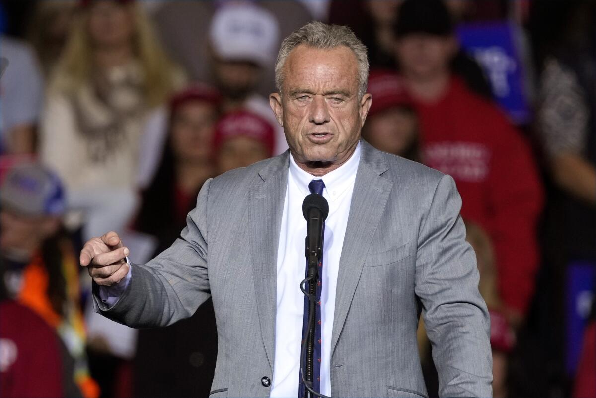 Robert F. Kennedy Jr. addresses a crowd.