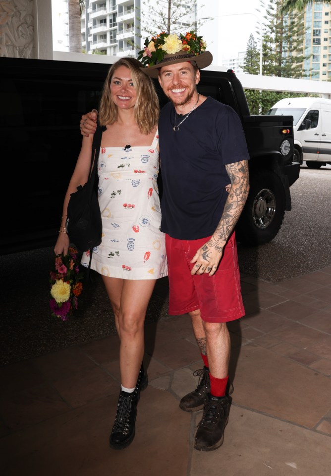 The McFly musician was joined by wife Georgia Horsley as they met up with others after the show had wrapped