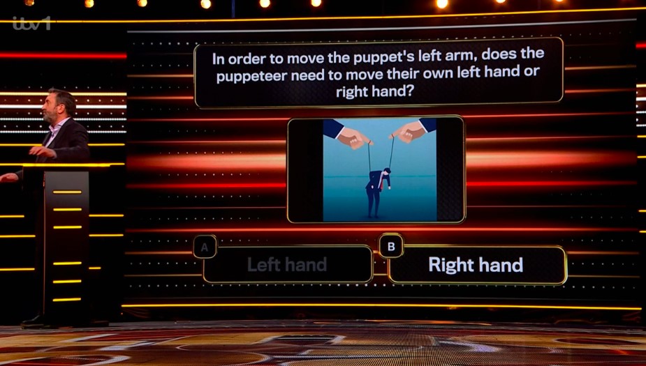 The correct answer to the 90% question  was the 'right hand'