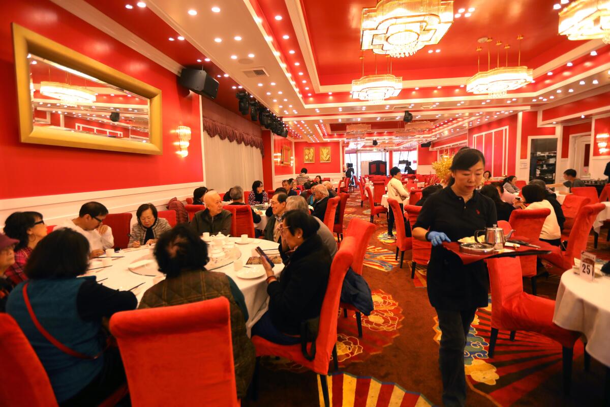 The dining room at Tang Gong restaurant in Arcadia