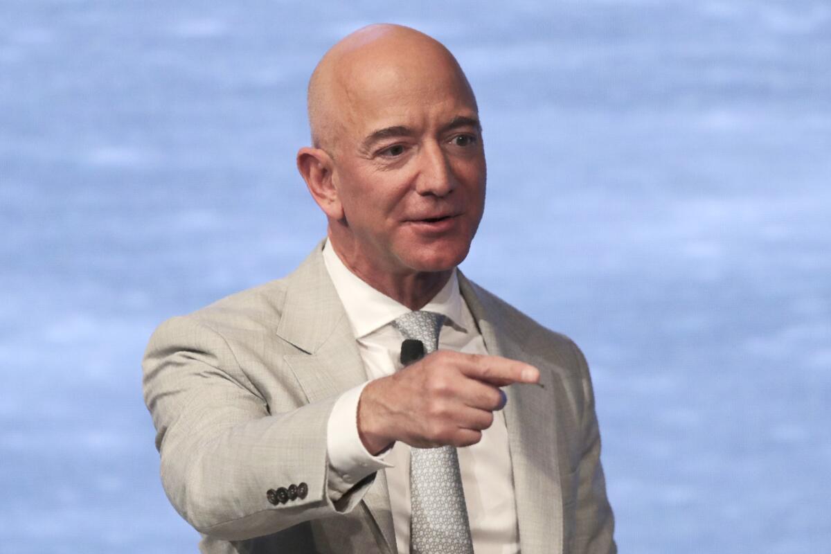 Amazon founder Jeff Bezos during the JFK Space Summit in 2019