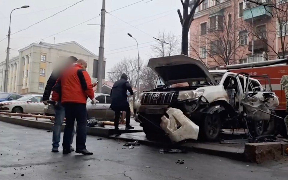 The wrecked remains of the Toyota