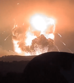 A mushroom cloud erupted over Syria tonight