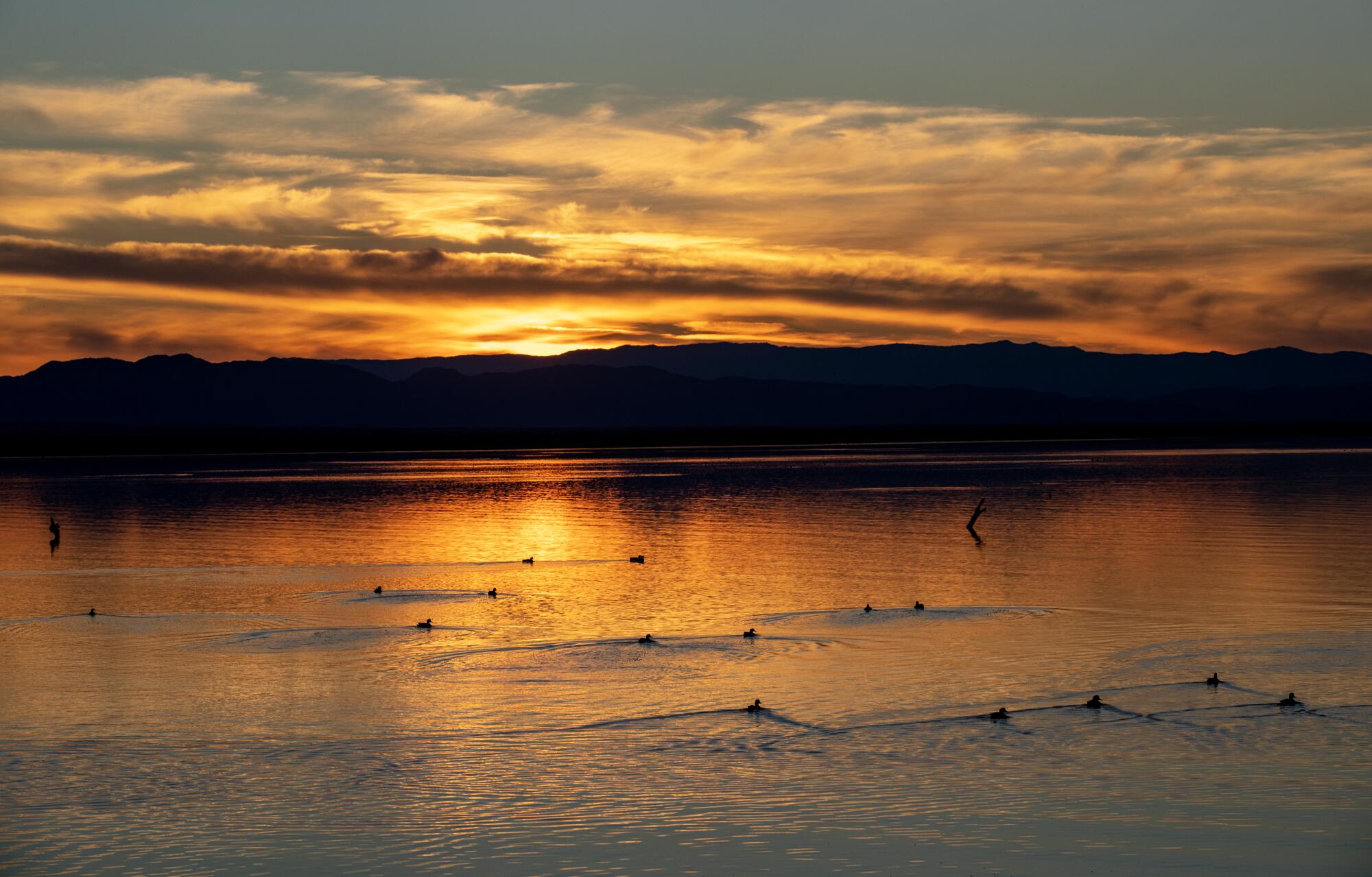 Dusk settles over the Salton Sea.