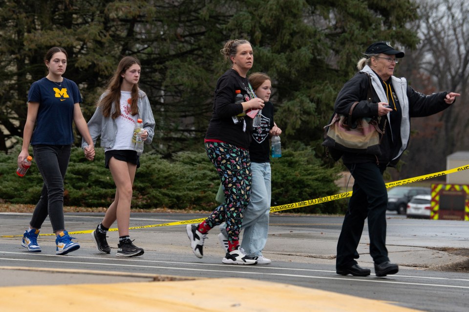 A family outside of the Abundant Life Christian School in Madison, Wisconsin