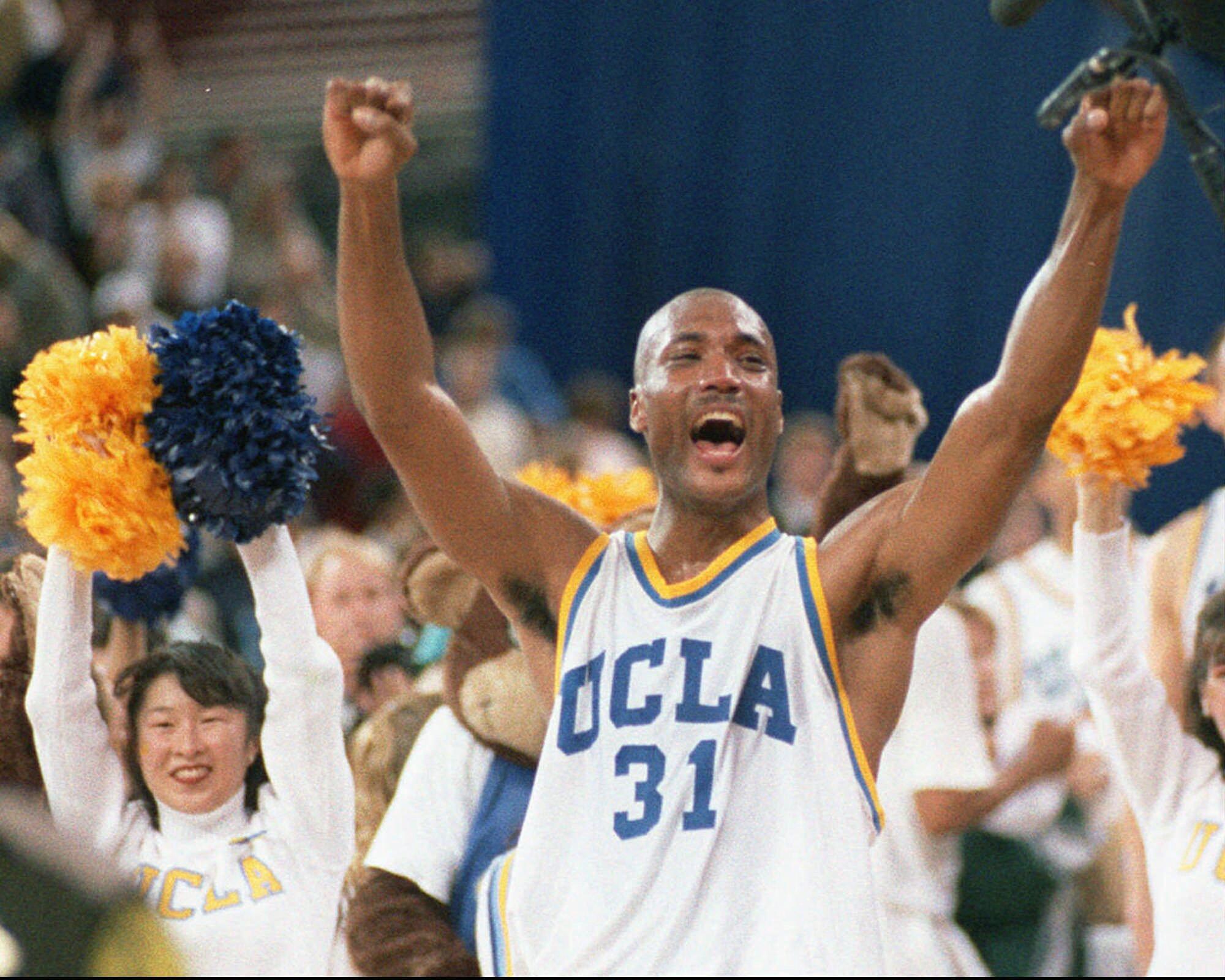 UCLA's Ed O'Bannon celebrating after the Bruins won the 1995 national championship game