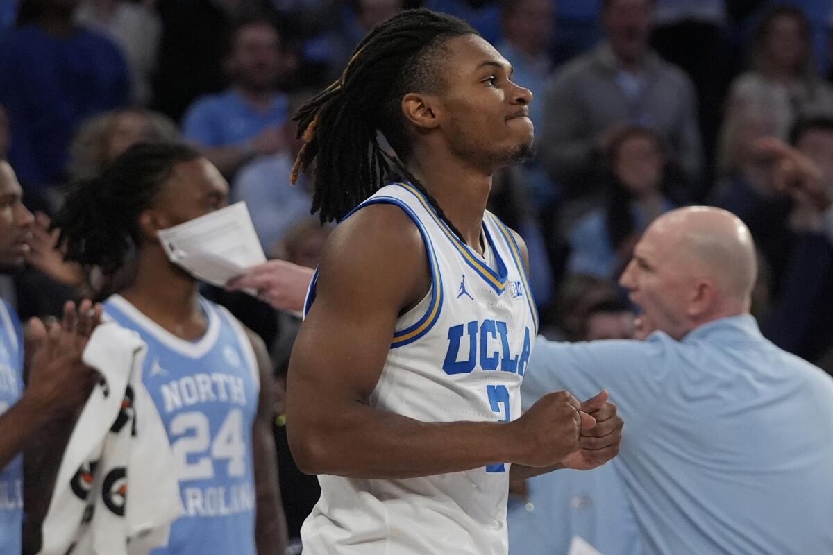 UCLA's Dylan Andrews reacts after losing control of the ball during a loss to North Carolina on Saturday.