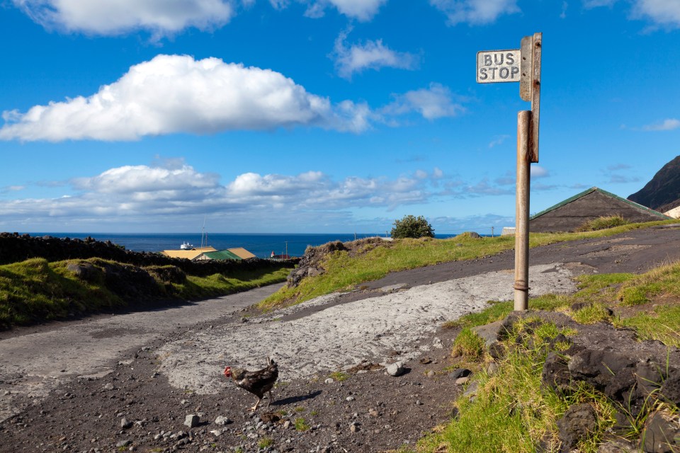 A bus stop in Tristan da Cunha