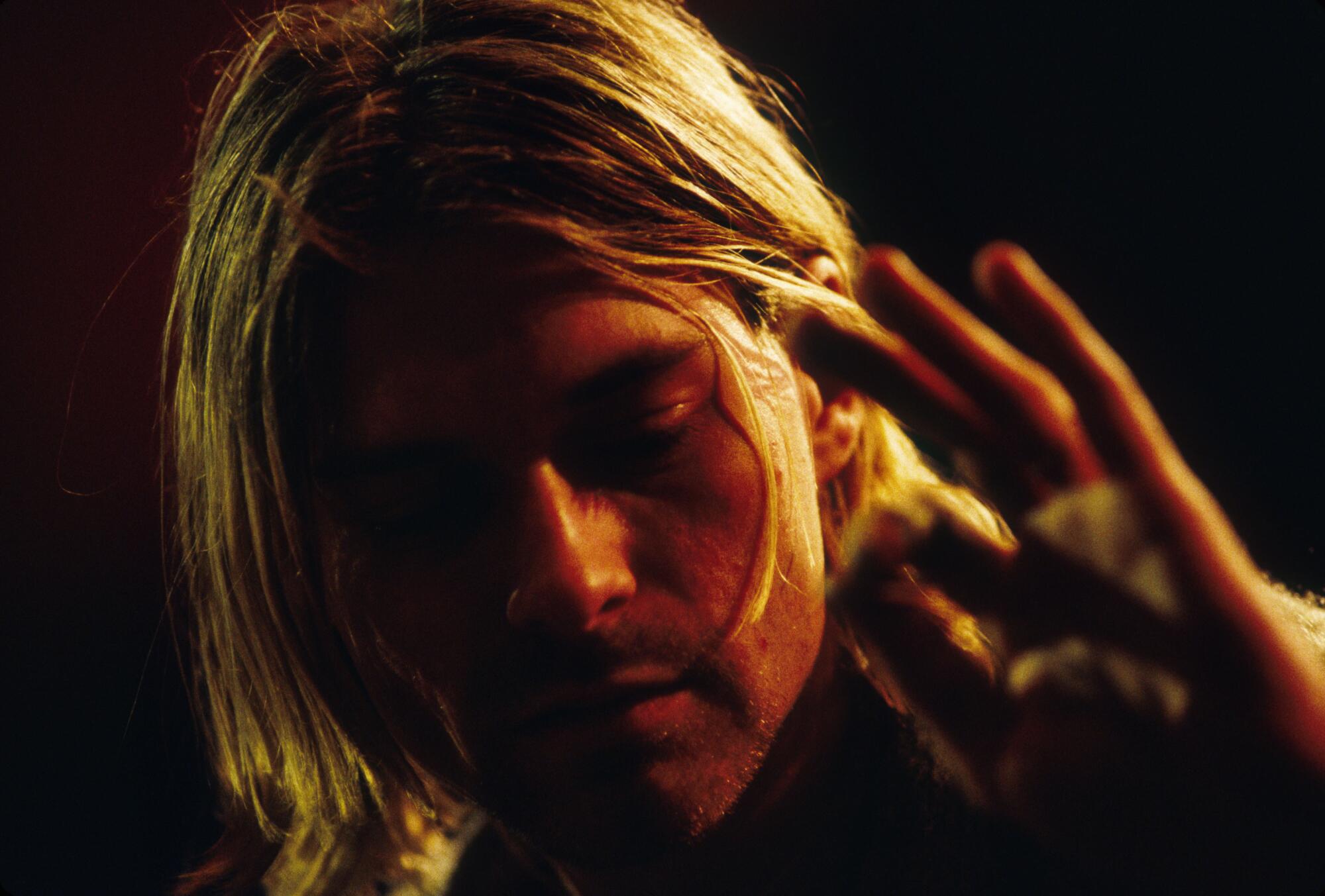 Kurt Cobain of Nirvana during the taping of MTV Unplugged at Sony Studios in New York City, 11/18/93.