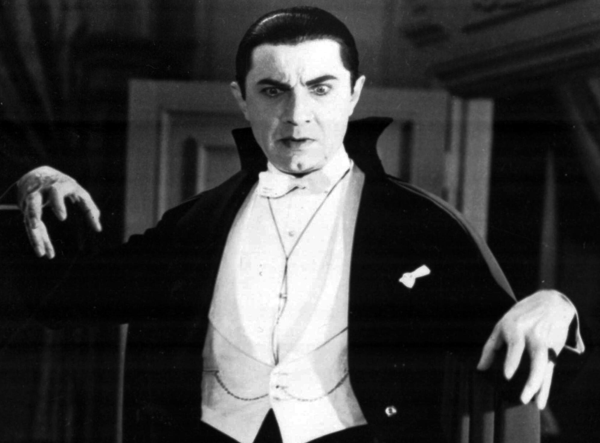 Bela Lugosi portrays the evil Count Dracula in the 1931 movie classic. 