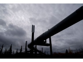 The Trans-Alaska Pipeline along the Dalton Highway in Stevens Village, Alaska, US. Photographer: Stefani Reynolds/Bloomberg