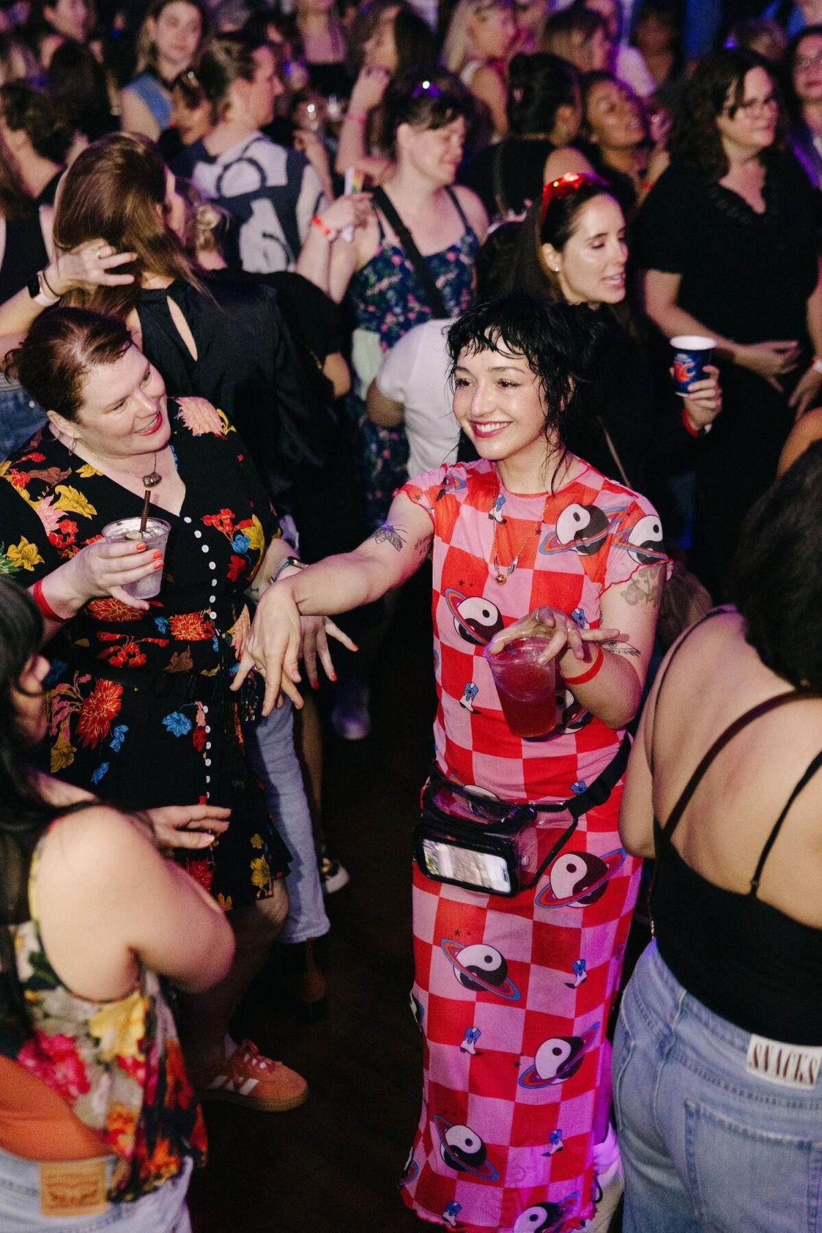 A woman dancing at a club