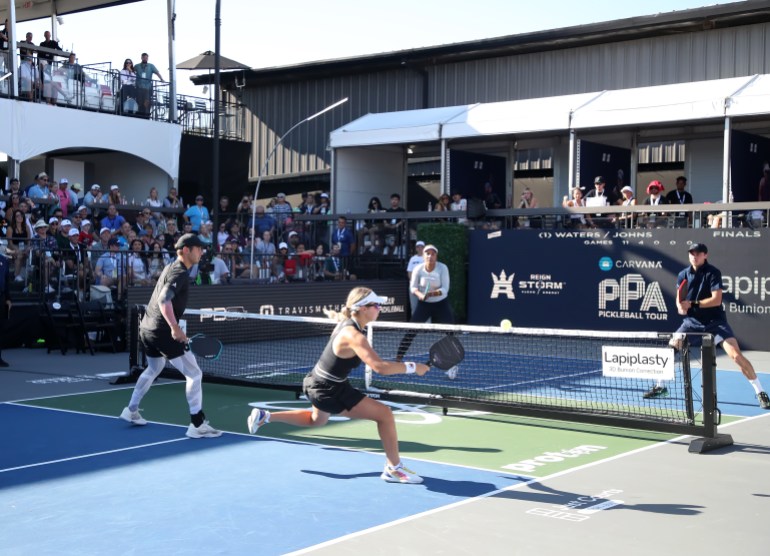 Elite competitors playing at Pickleball event.